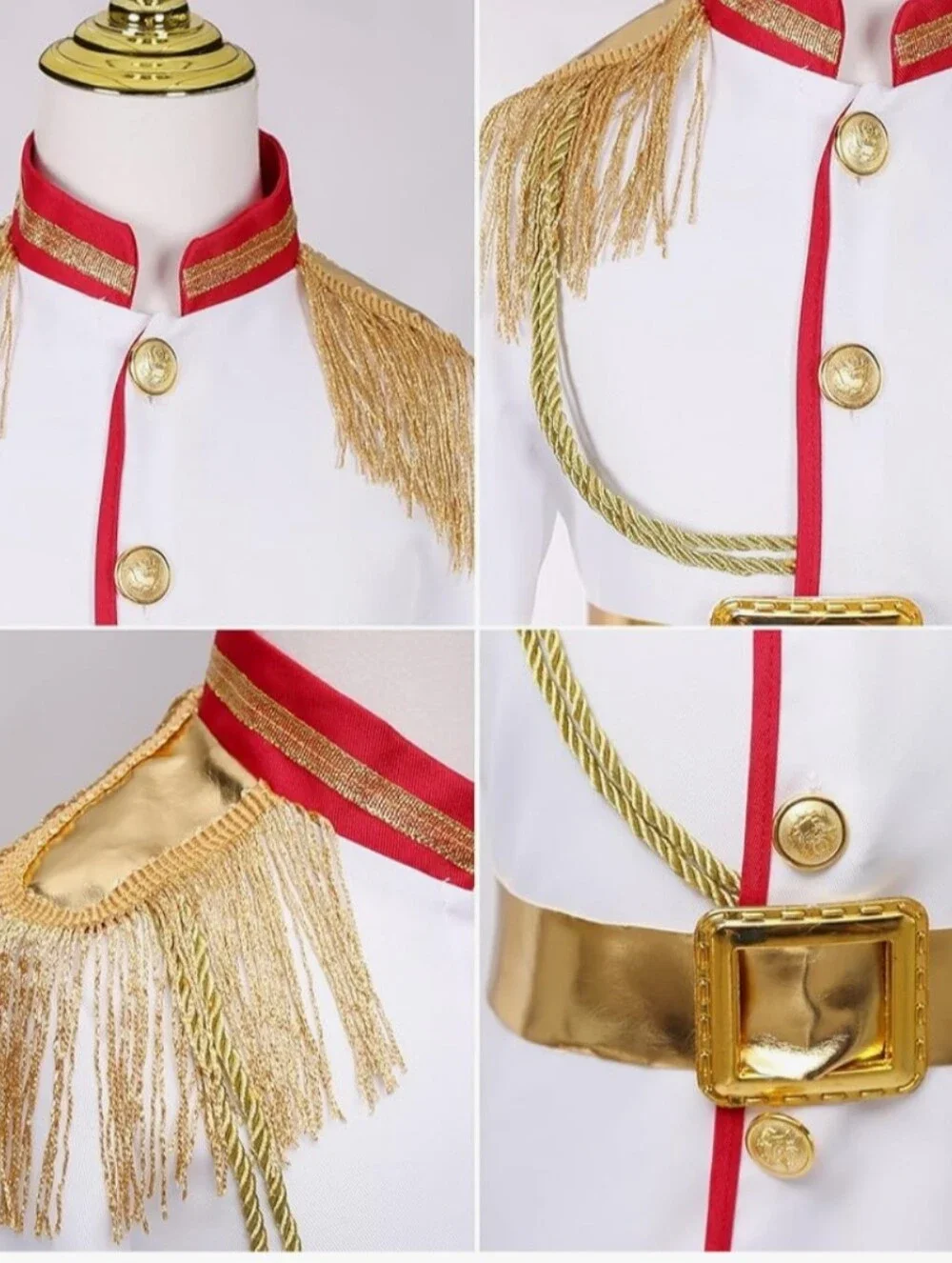 Kids Royal Prince Costume in White, Red and Gold 7-8 Years Old